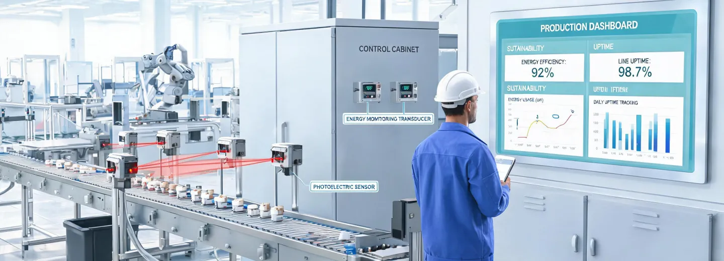 Efficient automation line with sensors and energy monitoring